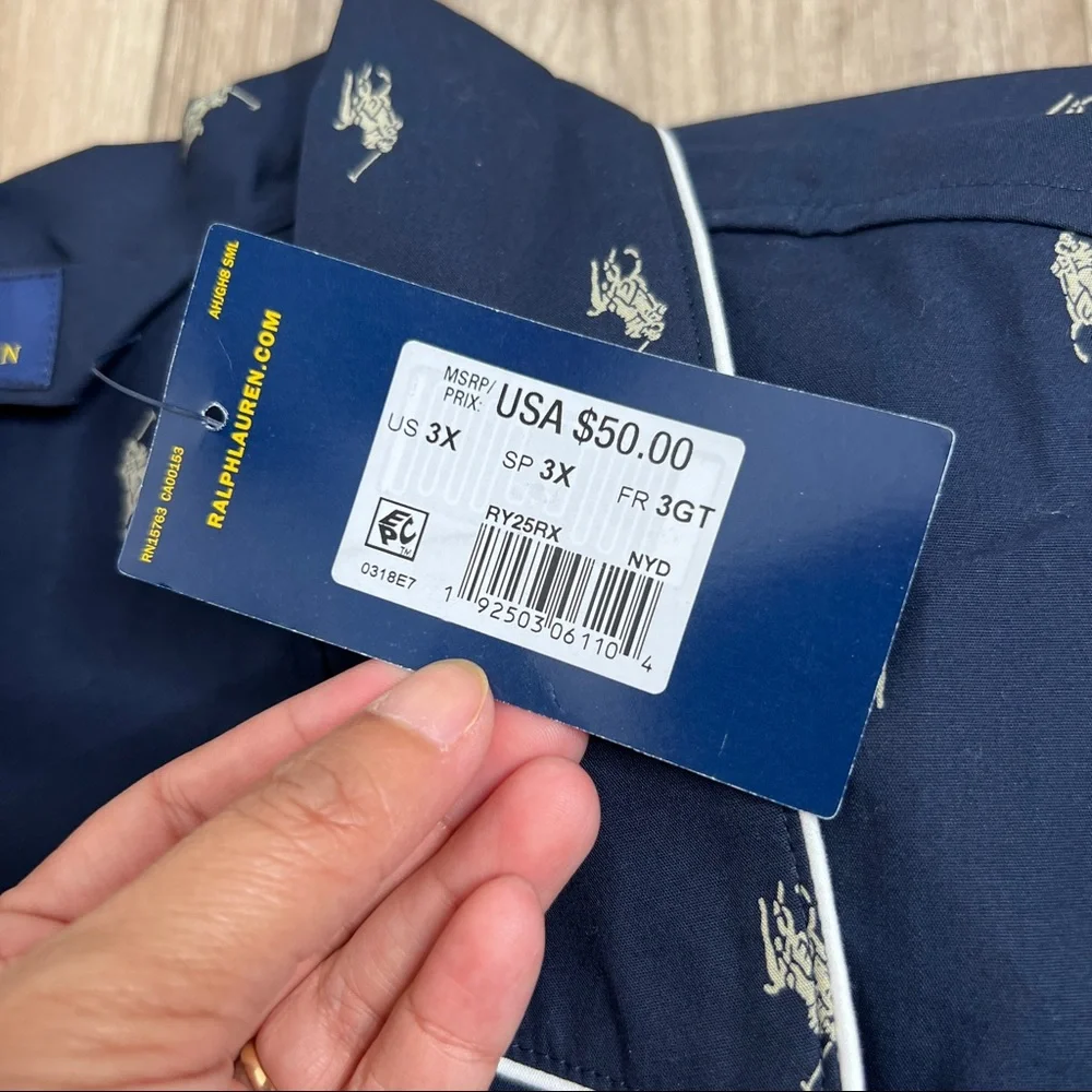 Polo Ralph Lauren Signature Pony Pajama Shirt Blue Size 3X NWT